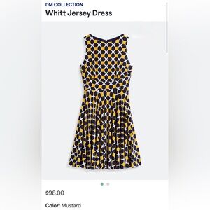 Donna Morgan Navy and Mustard Geometric Print Dress